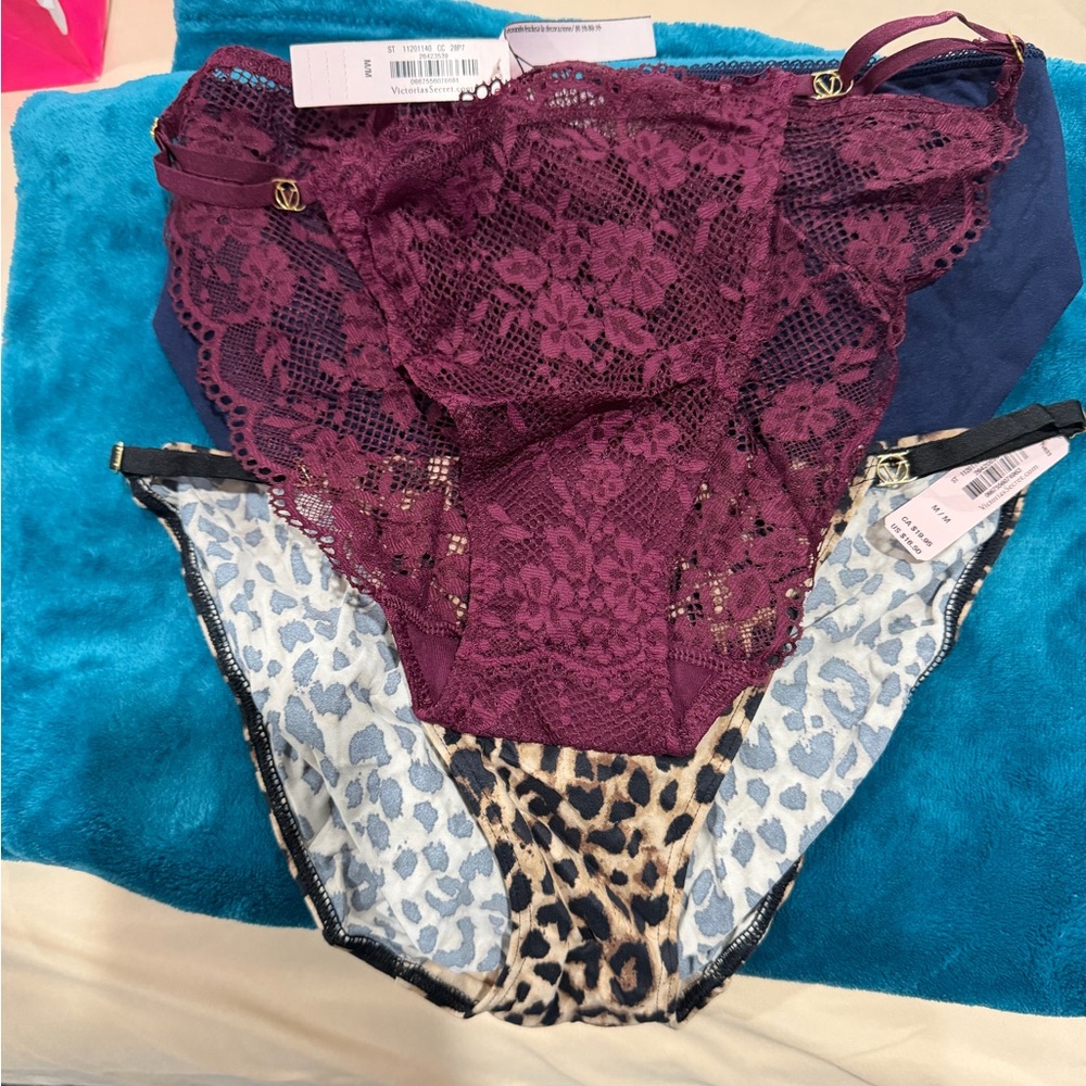 Victoria's Secret Burgundy Lace and Leopard Print Panties